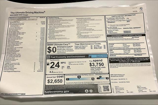 new 2025 BMW 840 car, priced at $95,845