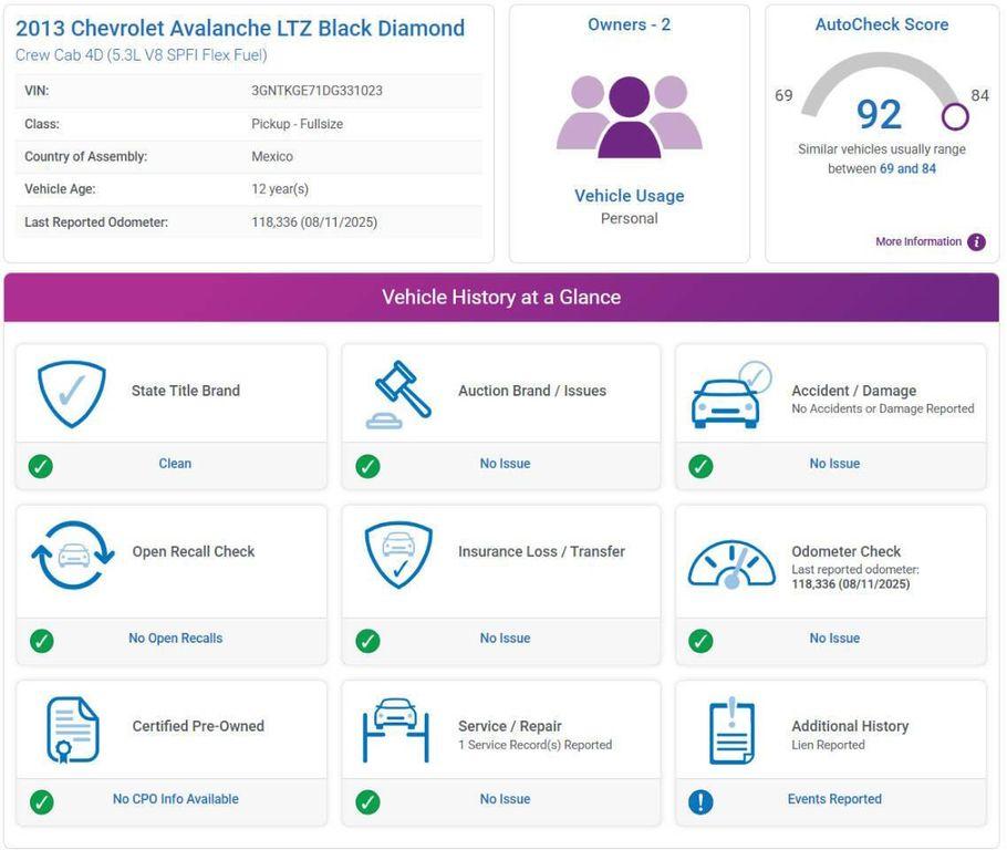 used 2013 Chevrolet Avalanche car, priced at $18,975