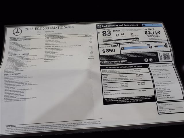 used 2023 Mercedes-Benz EQE 500 car, priced at $49,900