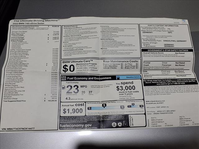 used 2022 BMW 740 car, priced at $47,900