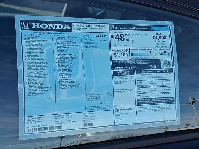 new 2025 Honda Civic Hybrid car, priced at $34,045