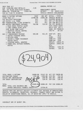 new 2025 Chevrolet Trax car, priced at $22,250