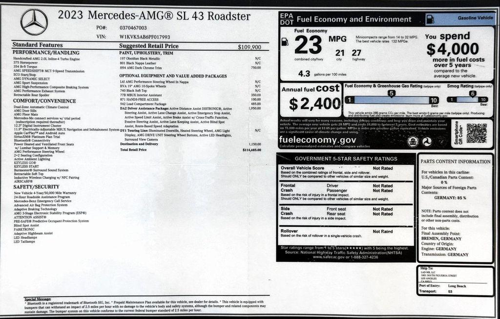 used 2023 Mercedes-Benz AMG SL 43 car, priced at $79,999