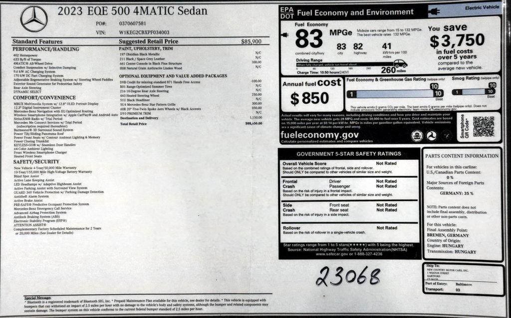 used 2023 Mercedes-Benz EQE 500 car, priced at $44,999