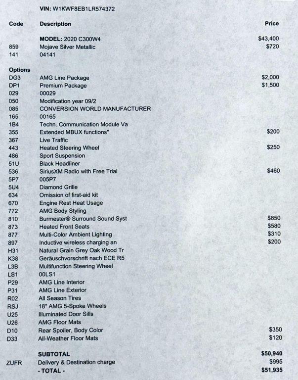 used 2020 Mercedes-Benz C-Class car, priced at $26,999