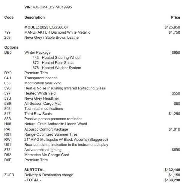 used 2023 Mercedes-Benz EQS 580 car, priced at $64,999