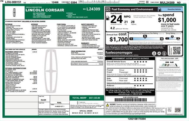 used 2021 Lincoln Corsair car, priced at $29,999