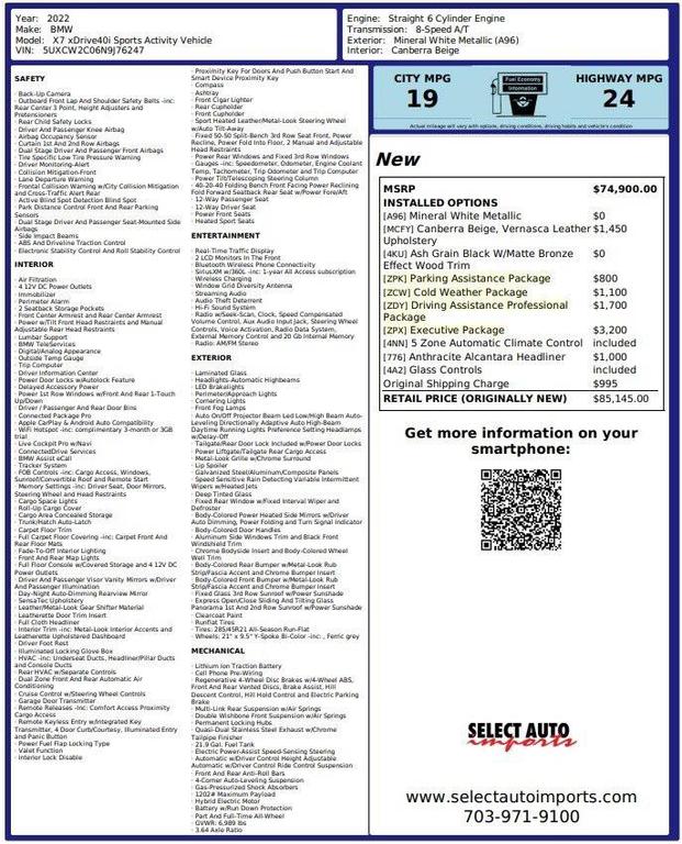 used 2022 BMW X7 car, priced at $49,999