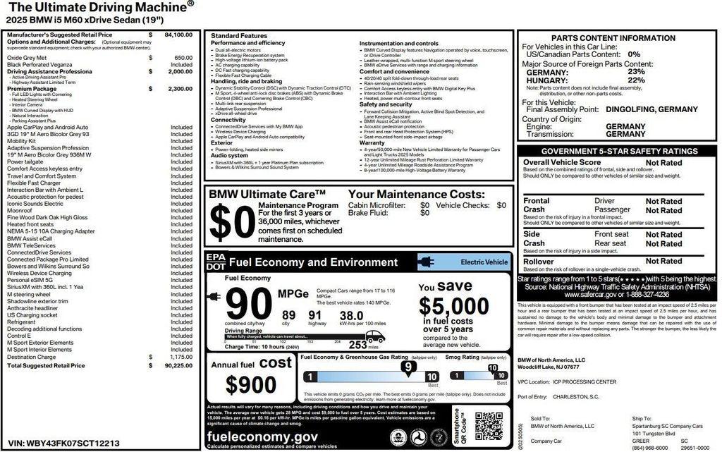 used 2025 BMW i5 car, priced at $69,999