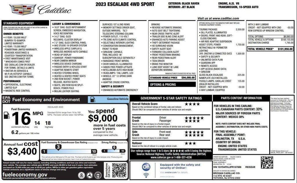 used 2023 Cadillac Escalade car, priced at $74,999