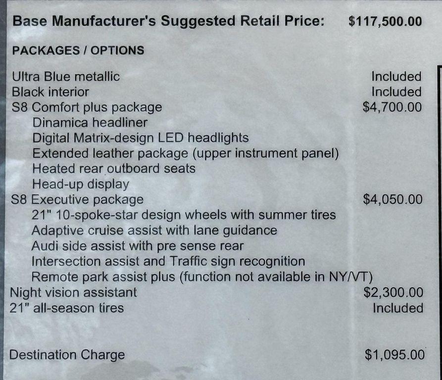 used 2023 Audi S8 car, priced at $89,999