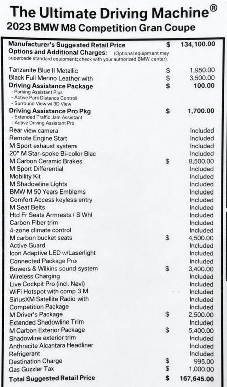 used 2023 BMW M8 Gran Coupe car, priced at $99,999