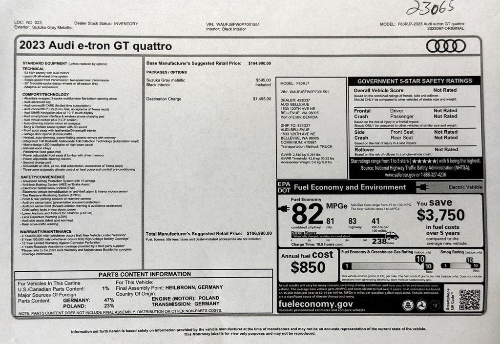 used 2023 Audi e-tron GT car, priced at $51,999
