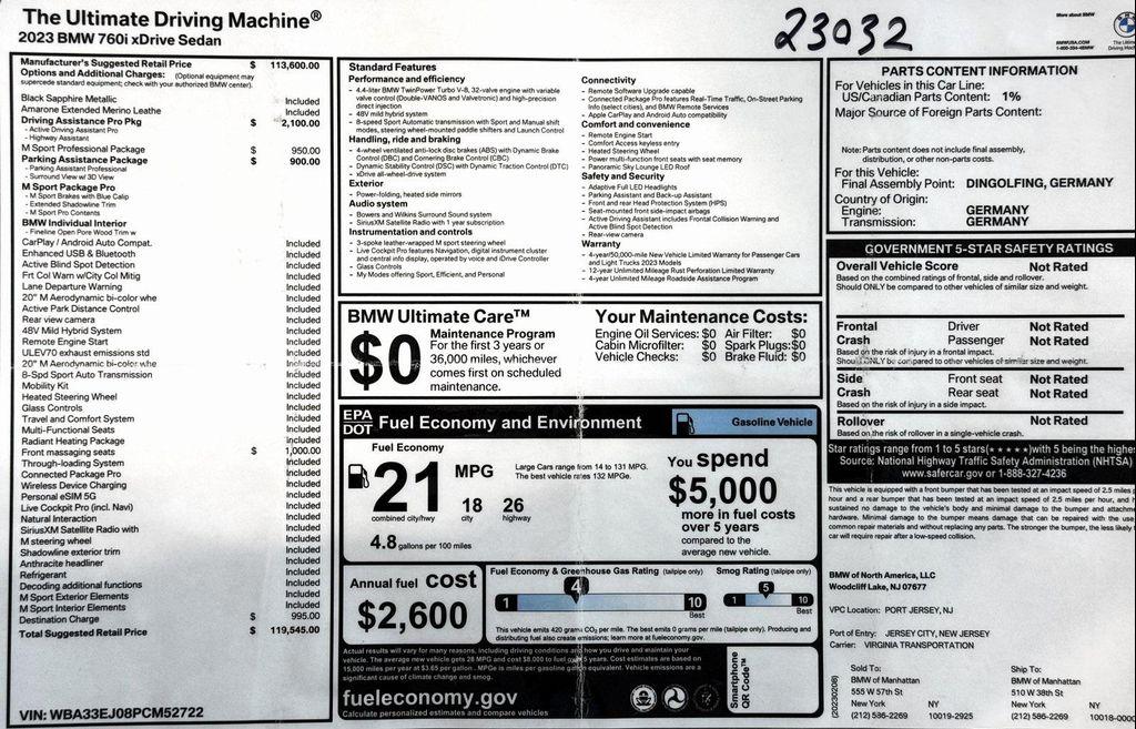 used 2023 BMW 760 car, priced at $79,999