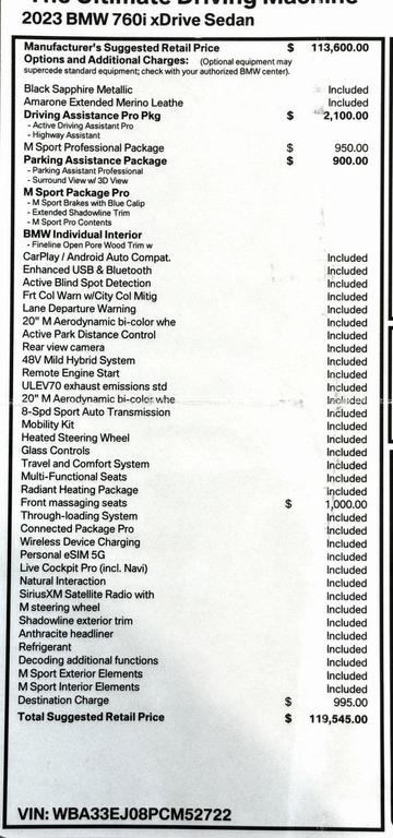 used 2023 BMW 760 car, priced at $79,999