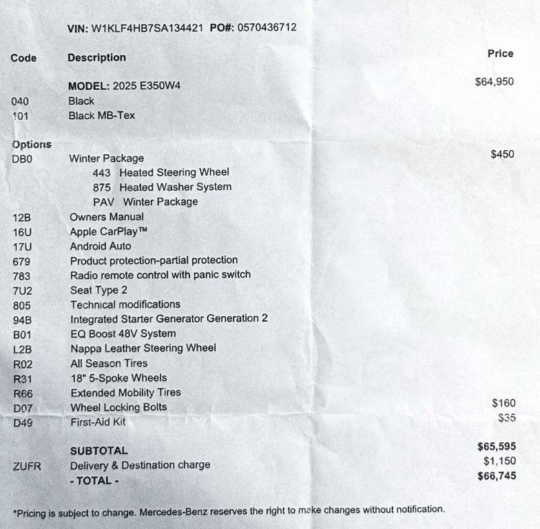 used 2025 Mercedes-Benz E-Class car, priced at $56,999