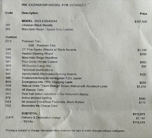 used 2023 Mercedes-Benz EQS 450 car, priced at $54,999