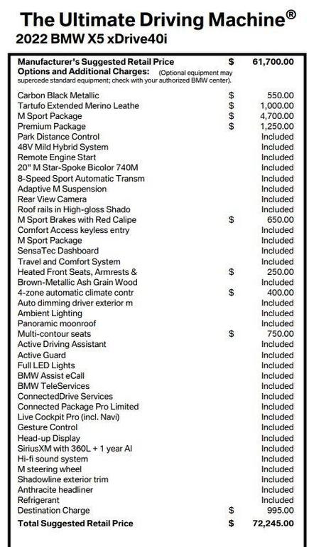 used 2022 BMW X5 car, priced at $48,999