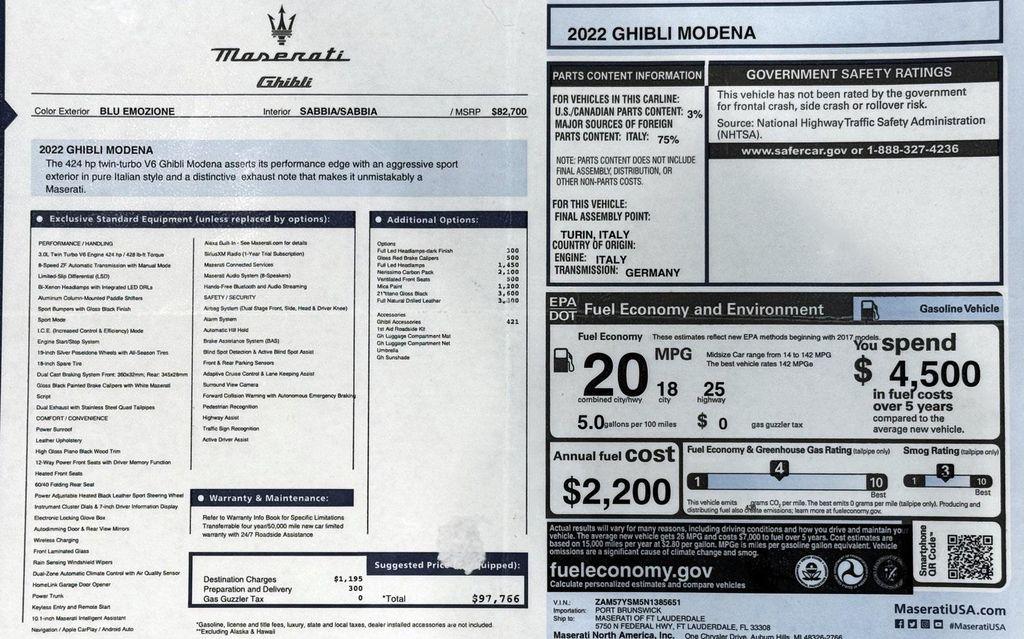 used 2022 Maserati Ghibli car, priced at $44,999