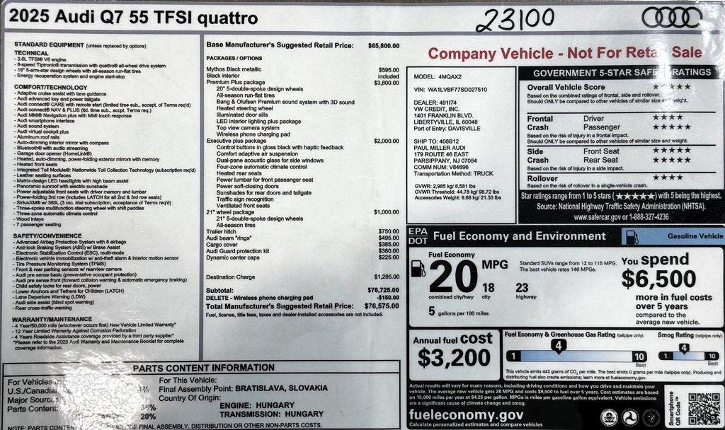 used 2025 Audi Q7 car, priced at $59,999