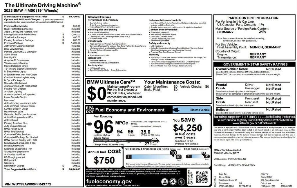 used 2023 BMW i4 Gran Coupe car, priced at $46,999