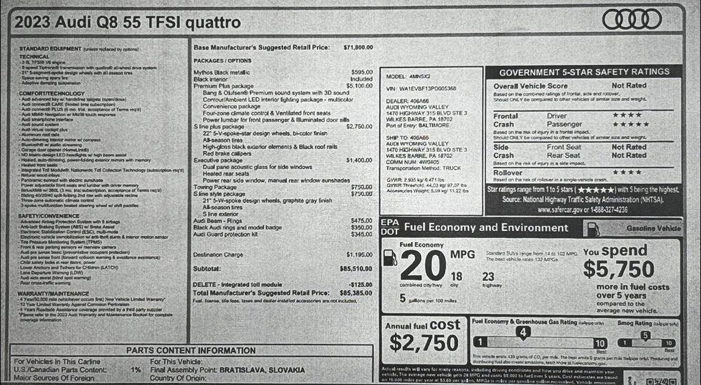 used 2023 Audi Q8 car, priced at $49,999