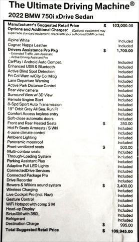 used 2022 BMW 750 car, priced at $64,999