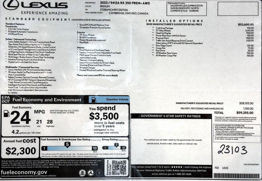 used 2023 Lexus RX 350 car, priced at $51,999