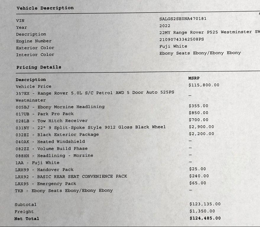 used 2022 Land Rover Range Rover car, priced at $69,999