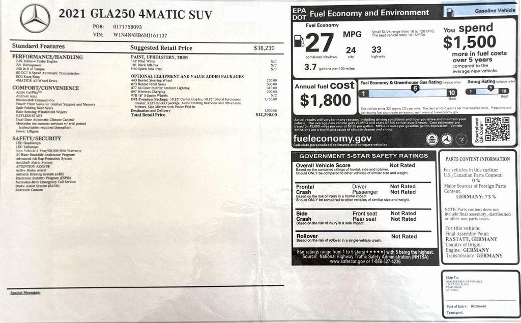 used 2021 Mercedes-Benz GLA 250 car, priced at $30,999