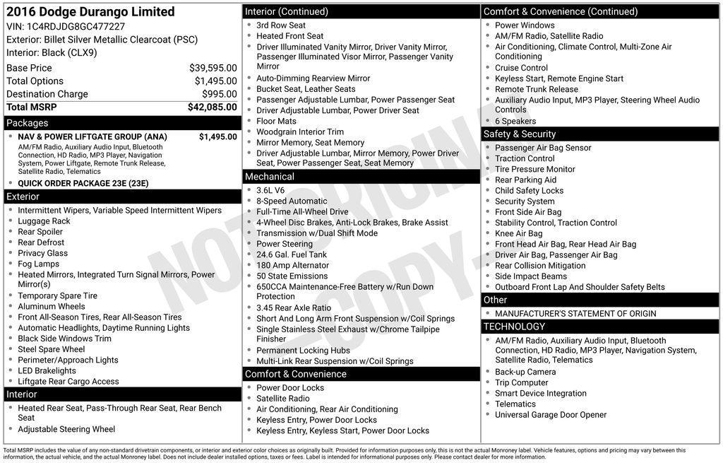 used 2016 Dodge Durango car, priced at $16,995