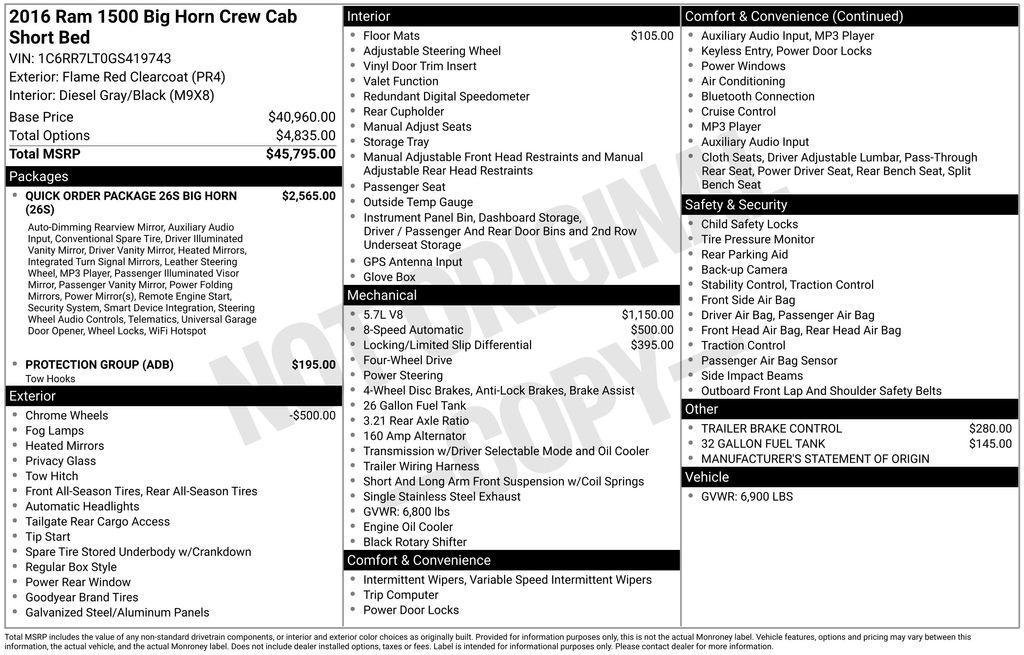 used 2016 Ram 1500 car, priced at $10,995