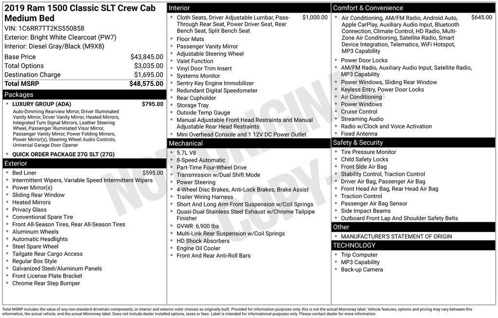 used 2019 Ram 1500 Classic car, priced at $17,995