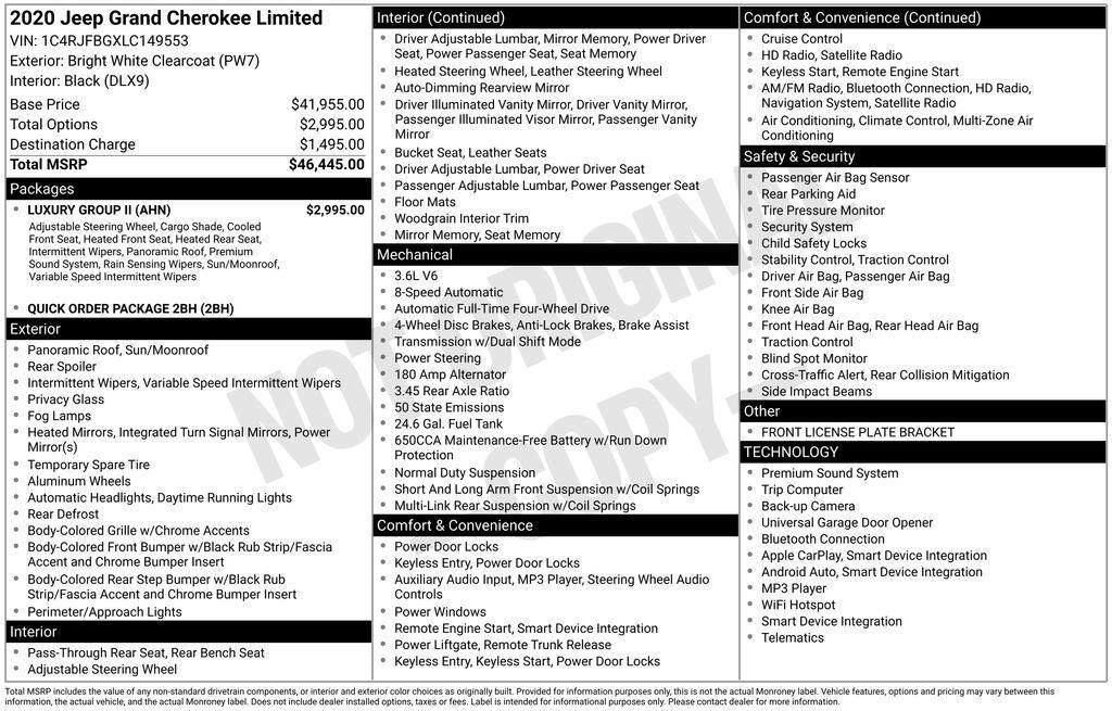 used 2020 Jeep Grand Cherokee car, priced at $13,995