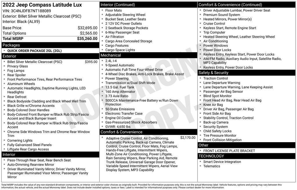 used 2022 Jeep Compass car, priced at $24,795