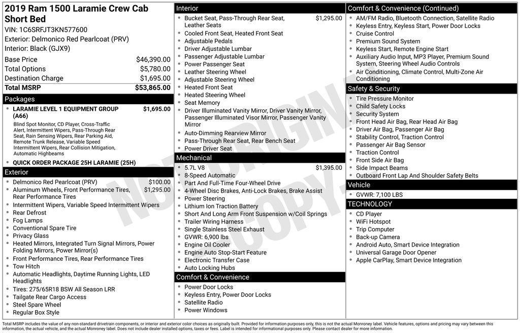 used 2019 Ram 1500 car, priced at $35,625