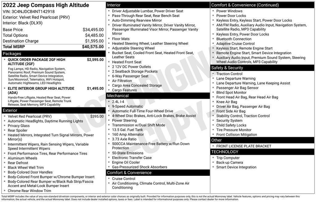 used 2022 Jeep Compass car, priced at $26,995