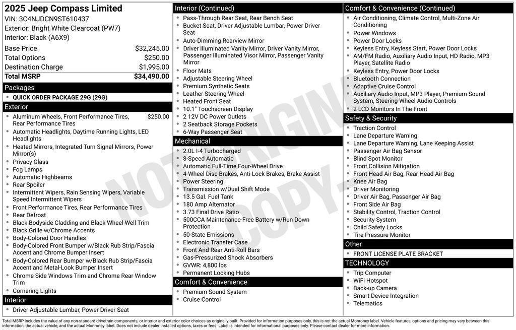 used 2025 Jeep Compass car, priced at $27,995