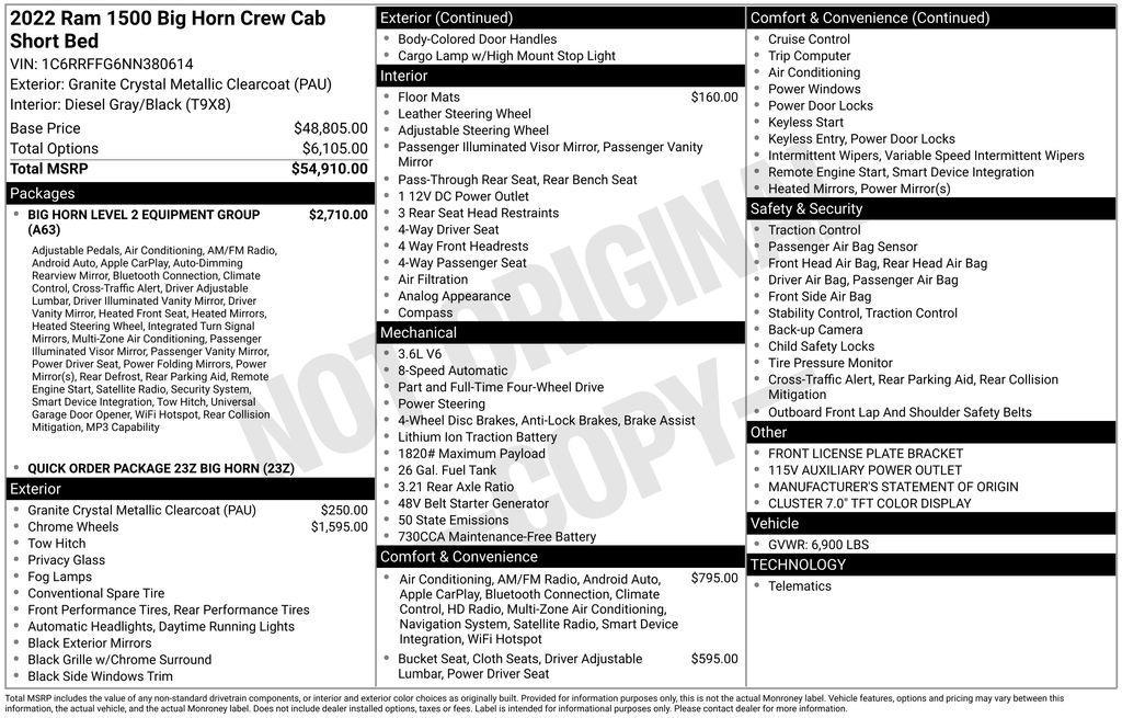 used 2022 Ram 1500 car, priced at $31,425