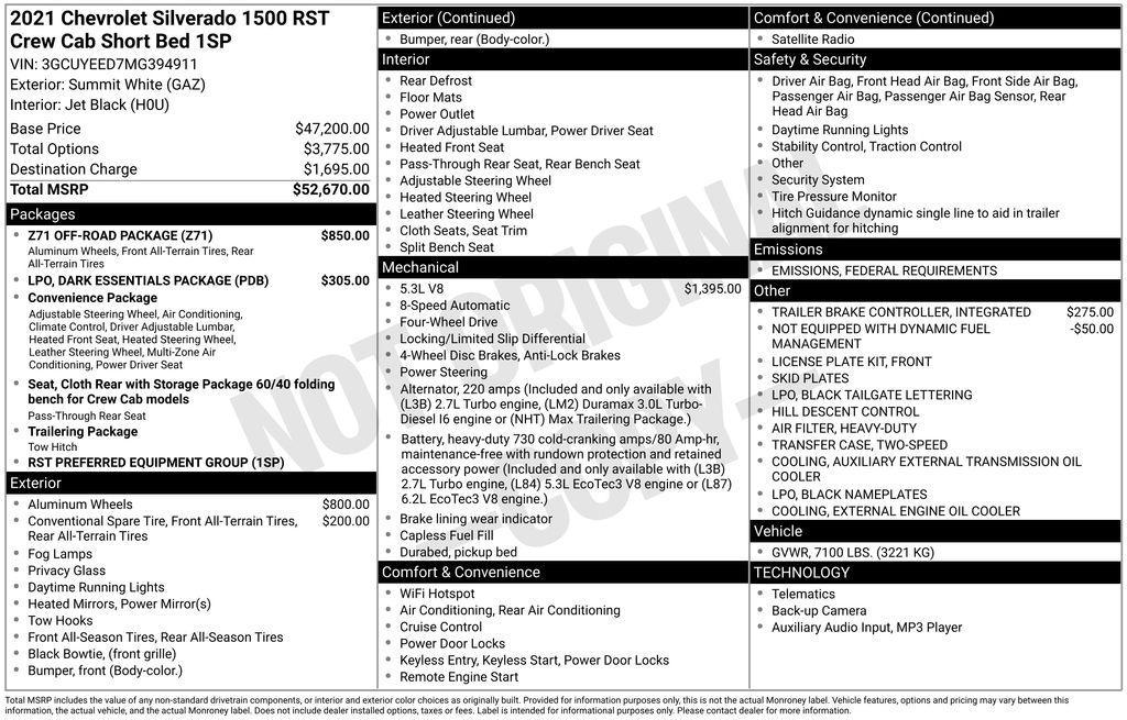 used 2021 Chevrolet Silverado 1500 car, priced at $38,725