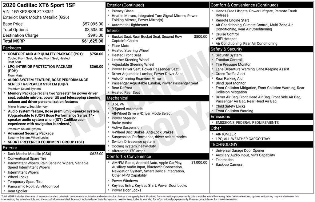 used 2020 Cadillac XT6 car, priced at $30,985