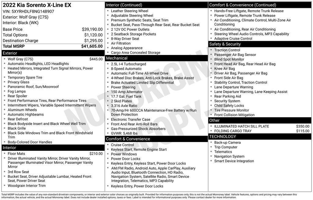 used 2022 Kia Sorento car, priced at $29,325