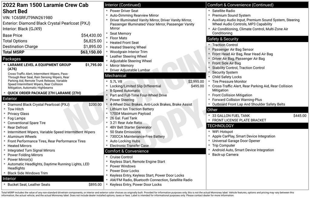 used 2022 Ram 1500 car, priced at $37,595
