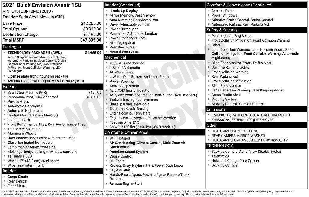 used 2021 Buick Envision car, priced at $29,525