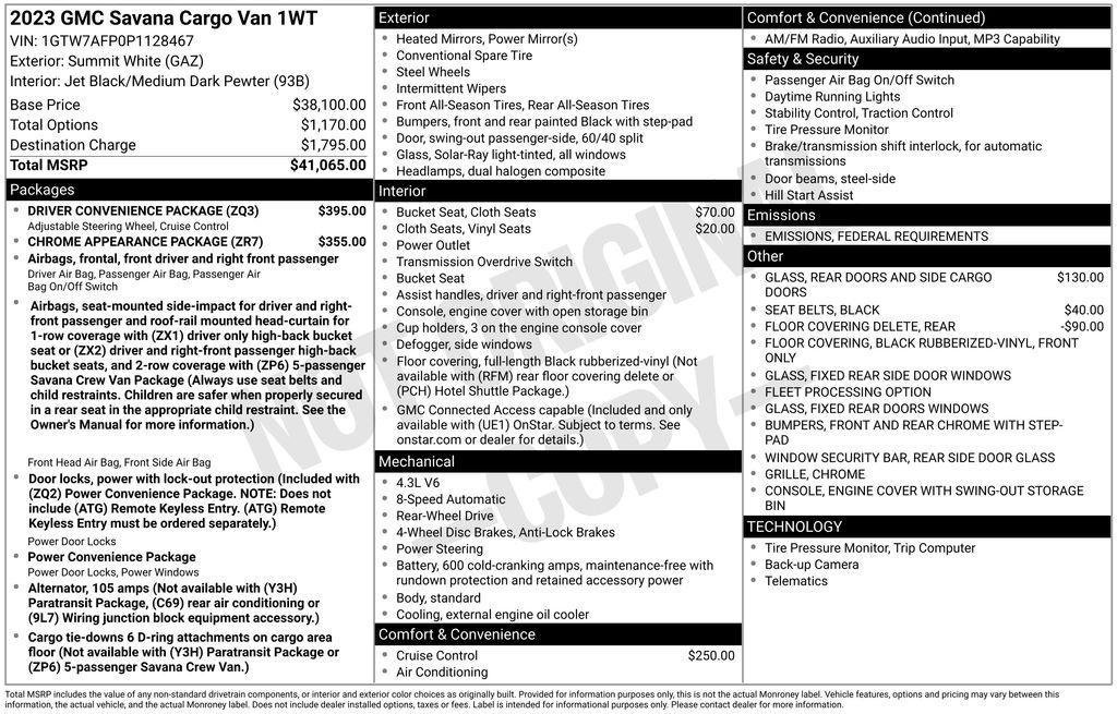 used 2023 GMC Savana 2500 car, priced at $29,995