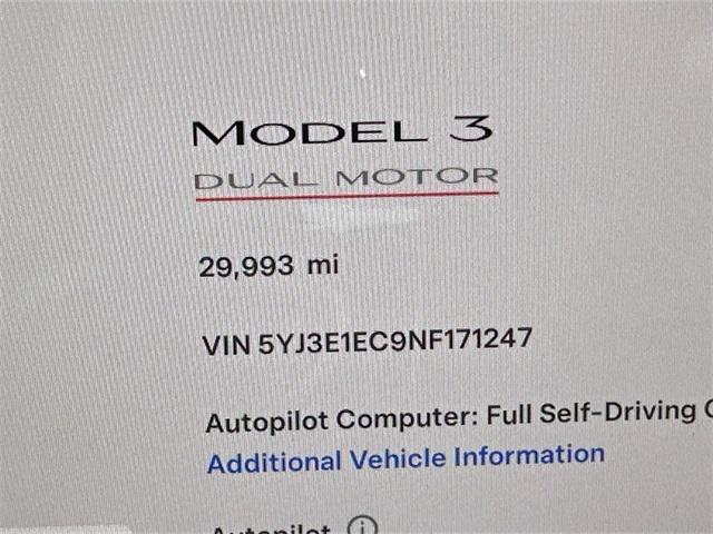 used 2022 Tesla Model 3 car, priced at $30,000