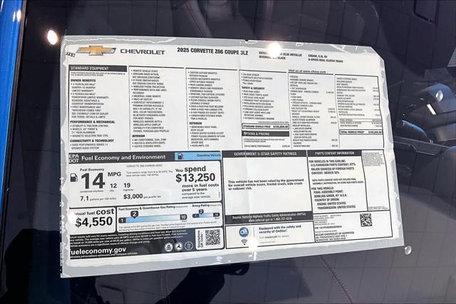 new 2025 Chevrolet Corvette car, priced at $155,895