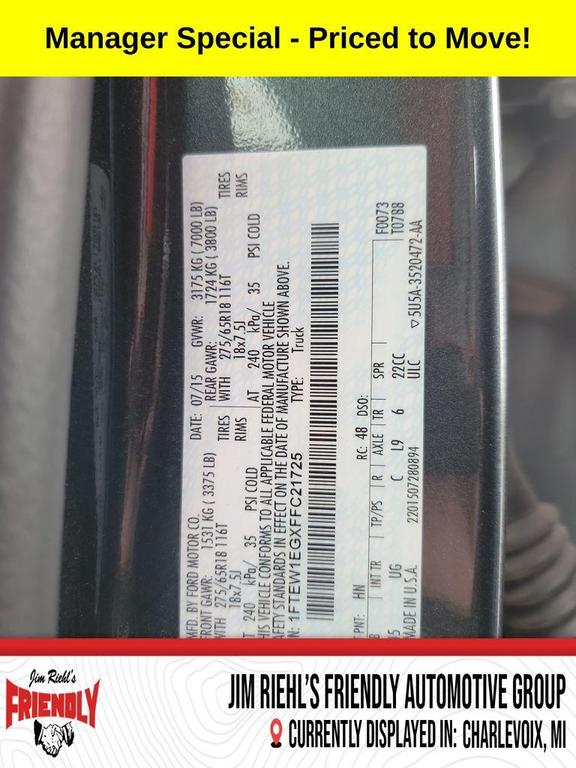 used 2015 Ford F-150 car, priced at $14,500