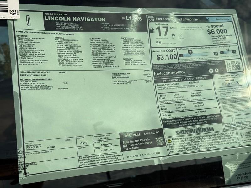 new 2025 Lincoln Navigator car, priced at $101,940