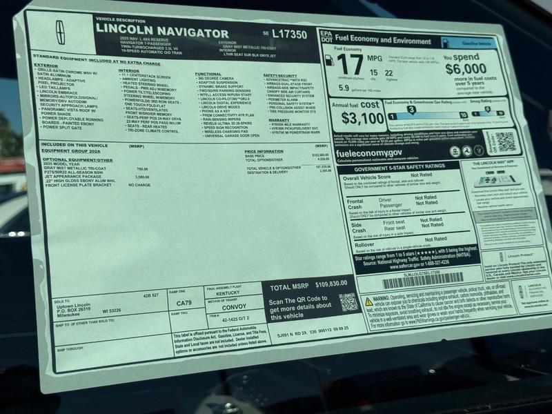 new 2025 Lincoln Navigator car, priced at $108,830